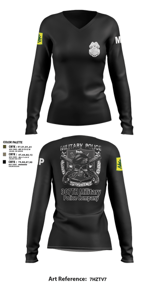 Women's Long Sleeve Vneck Shirt, 307TH Military Police Company, , Teamtime, Team time, sublimation, custom sports apparel, team uniforms, spirit wear, spiritwear, sports uniforms, custom shirts, team store, custom team store, fundraiser sports, apparel fundraiser
