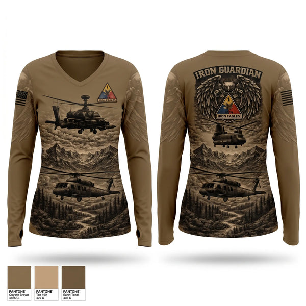 Womens Long Sleeve Vneck Shirt, Iron eagles, Army, Teamtime, Team time, sublimation, custom sports apparel, team uniforms, spirit wear, spiritwear, sports uniforms, custom shirts, team store, custom team store, fundraiser sports, apparel fundraiser
