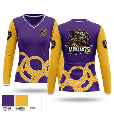 Tarboro High Vikings Women's Long Sleeve V-neck Shirt - 1