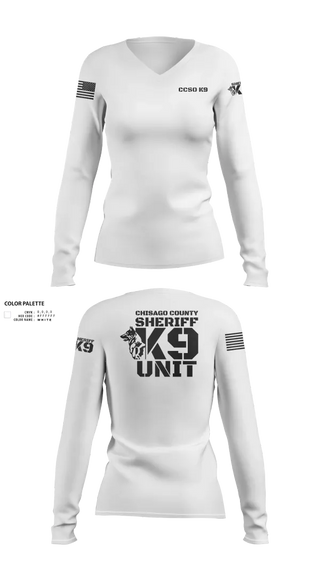 Womens Long Sleeve Vneck Shirt, Chisago County K9 Unit, , Teamtime, Team time, sublimation, custom sports apparel, team uniforms, spirit wear, spiritwear, sports uniforms, custom shirts, team store, custom team store, fundraiser sports, apparel fundraiser