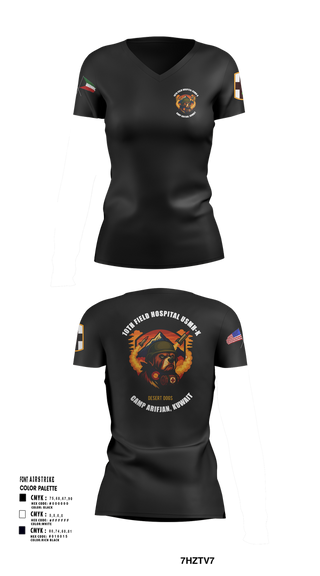 Womens Short Sleeve Vneck Shirt, 10th Field Hospital (FWD), , Teamtime, Team time, sublimation, custom sports apparel, team uniforms, spirit wear, spiritwear, sports uniforms, custom shirts, team store, custom team store, fundraiser sports, apparel fundraiser