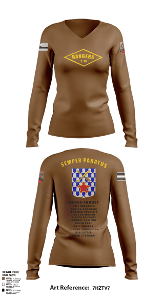 Womens Long Sleeve Vneck Shirt, 2-16 rangers, Army, Teamtime, Team time, sublimation, custom sports apparel, team uniforms, spirit wear, spiritwear, sports uniforms, custom shirts, team store, custom team store, fundraiser sports, apparel fundraiser