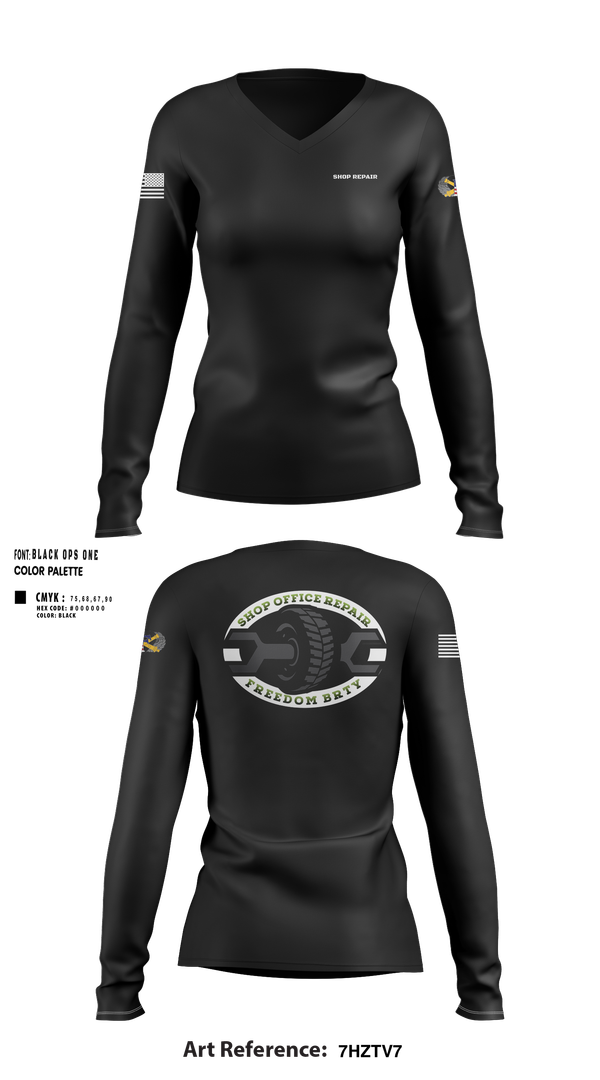 Womens Long Sleeve Vneck Shirt, 1-320TH FA, Army, Teamtime, Team time, sublimation, custom sports apparel, team uniforms, spirit wear, spiritwear, sports uniforms, custom shirts, team store, custom team store, fundraiser sports, apparel fundraiser