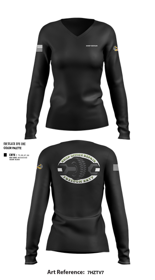 Womens Long Sleeve Vneck Shirt, 1-320TH FA, Army, Teamtime, Team time, sublimation, custom sports apparel, team uniforms, spirit wear, spiritwear, sports uniforms, custom shirts, team store, custom team store, fundraiser sports, apparel fundraiser
