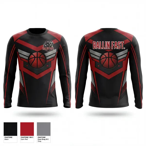 Long Sleeve Performance Shirt, Ballin F.A.S.T, Men's Basketball, Teamtime, Team time, sublimation, custom sports apparel, team uniforms, spirit wear, spiritwear, sports uniforms, custom shirts, team store, custom team store, fundraiser sports, apparel fundraiser
