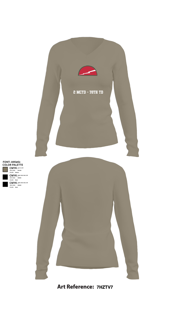 Womens Long Sleeve Vneck Shirt, 2 MCTD - 78th TD, , Teamtime, Team time, sublimation, custom sports apparel, team uniforms, spirit wear, spiritwear, sports uniforms, custom shirts, team store, custom team store, fundraiser sports, apparel fundraiser