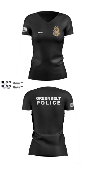 Womens Short Sleeve Vneck Shirt, Greenbelt Police Department, Police, Teamtime, Team time, sublimation, custom sports apparel, team uniforms, spirit wear, spiritwear, sports uniforms, custom shirts, team store, custom team store, fundraiser sports, apparel fundraiser