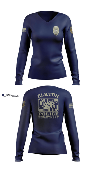 Womens Long Sleeve Vneck Shirt, Elkton Police Department, Police, Teamtime, Team time, sublimation, custom sports apparel, team uniforms, spirit wear, spiritwear, sports uniforms, custom shirts, team store, custom team store, fundraiser sports, apparel fundraiser