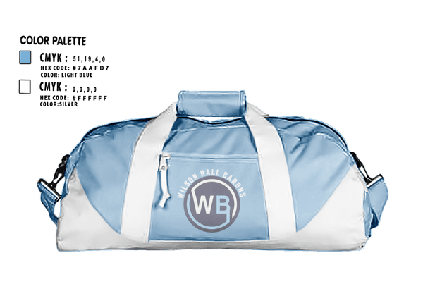 Duffle Bag, Wilson Hall Barons, Women's Basketball, Teamtime, Team time, sublimation, custom sports apparel, team uniforms, spirit wear, spiritwear, sports uniforms, custom shirts, team store, custom team store, fundraiser sports, apparel fundraiser