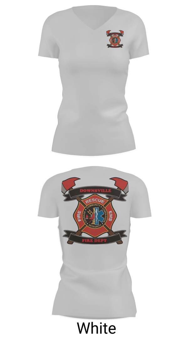 Womens Short Sleeve Vneck Shirt, Downsville fire department, Fire Department, Teamtime, Team time, sublimation, custom sports apparel, team uniforms, spirit wear, spiritwear, sports uniforms, custom shirts, team store, custom team store, fundraiser sports, apparel fundraiser