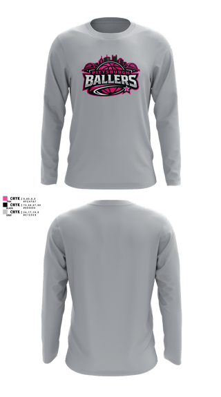 Long Sleeve Performance Shirt, Pittsburgh Ballers, Women's Basketball, Teamtime, Team time, sublimation, custom sports apparel, team uniforms, spirit wear, spiritwear, sports uniforms, custom shirts, team store, custom team store, fundraiser sports, apparel fundraiser