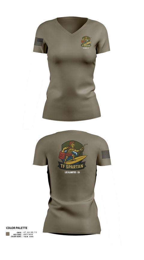 Womens Short Sleeve Vneck Shirt, Task Force Spartan, , Teamtime, Team time, sublimation, custom sports apparel, team uniforms, spirit wear, spiritwear, sports uniforms, custom shirts, team store, custom team store, fundraiser sports, apparel fundraiser