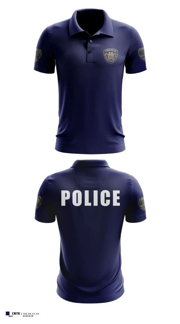 Short Sleeve Performance Polo, Cresco Police Department, Police, Teamtime, Team time, sublimation, custom sports apparel, team uniforms, spirit wear, spiritwear, sports uniforms, custom shirts, team store, custom team store, fundraiser sports, apparel fundraiser