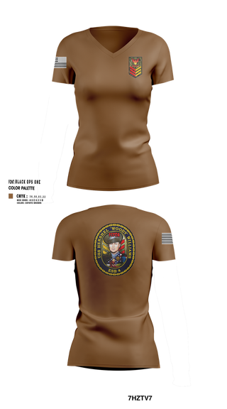 Womens Short Sleeve Vneck Shirt, USA Hershel “Woody” Williams ESB-4, Navy, Teamtime, Team time, sublimation, custom sports apparel, team uniforms, spirit wear, spiritwear, sports uniforms, custom shirts, team store, custom team store, fundraiser sports, apparel fundraiser