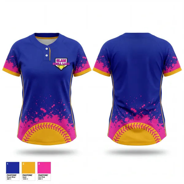 Two Button Softball Jersey, Slam, Softball, Teamtime, Team time, sublimation, custom sports apparel, team uniforms, spirit wear, spiritwear, sports uniforms, custom shirts, team store, custom team store, fundraiser sports, apparel fundraiser