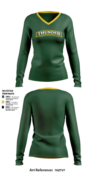 Womens Long Sleeve Vneck Shirt, Thunder, Baseball, Teamtime, Team time, sublimation, custom sports apparel, team uniforms, spirit wear, spiritwear, sports uniforms, custom shirts, team store, custom team store, fundraiser sports, apparel fundraiser