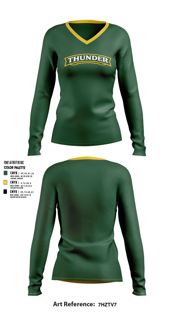 Womens Long Sleeve Vneck Shirt, Thunder, Baseball, Teamtime, Team time, sublimation, custom sports apparel, team uniforms, spirit wear, spiritwear, sports uniforms, custom shirts, team store, custom team store, fundraiser sports, apparel fundraiser