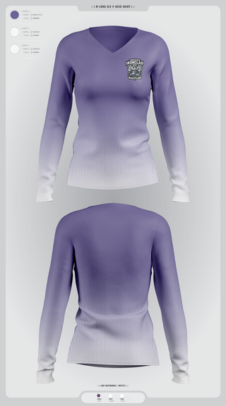 Womens Long Sleeve Vneck Shirt, Indiana Ironclad Wrestling, Wrestling, Teamtime, Team time, sublimation, custom sports apparel, team uniforms, spirit wear, spiritwear, sports uniforms, custom shirts, team store, custom team store, fundraiser sports, apparel fundraiser