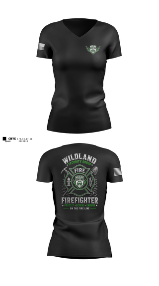 Womens Short Sleeve Vneck Shirt, Wildland Security Group, , Teamtime, Team time, sublimation, custom sports apparel, team uniforms, spirit wear, spiritwear, sports uniforms, custom shirts, team store, custom team store, fundraiser sports, apparel fundraiser