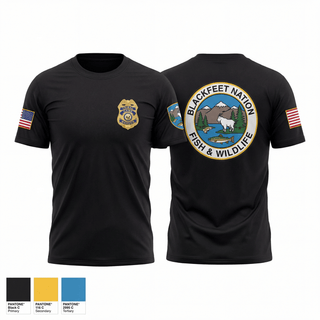 Old School Cotton Feel Shirt, Blackfeet fish and wildlife game warden, Police, Teamtime, Team time, sublimation, custom sports apparel, team uniforms, spirit wear, spiritwear, sports uniforms, custom shirts, team store, custom team store, fundraiser sports, apparel fundraiser