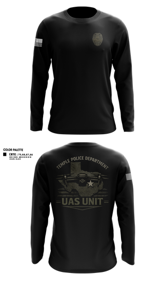 Long Sleeve Performance Shirt, Temple PD UAS, Police, Teamtime, Team time, sublimation, custom sports apparel, team uniforms, spirit wear, spiritwear, sports uniforms, custom shirts, team store, custom team store, fundraiser sports, apparel fundraiser