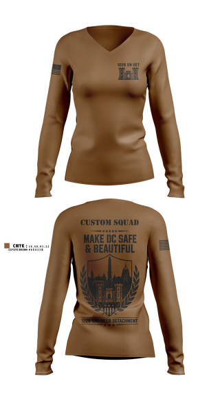 Womens Long Sleeve Vneck Shirt, 1226 EN DET, National Guard, Teamtime, Team time, sublimation, custom sports apparel, team uniforms, spirit wear, spiritwear, sports uniforms, custom shirts, team store, custom team store, fundraiser sports, apparel fundraiser