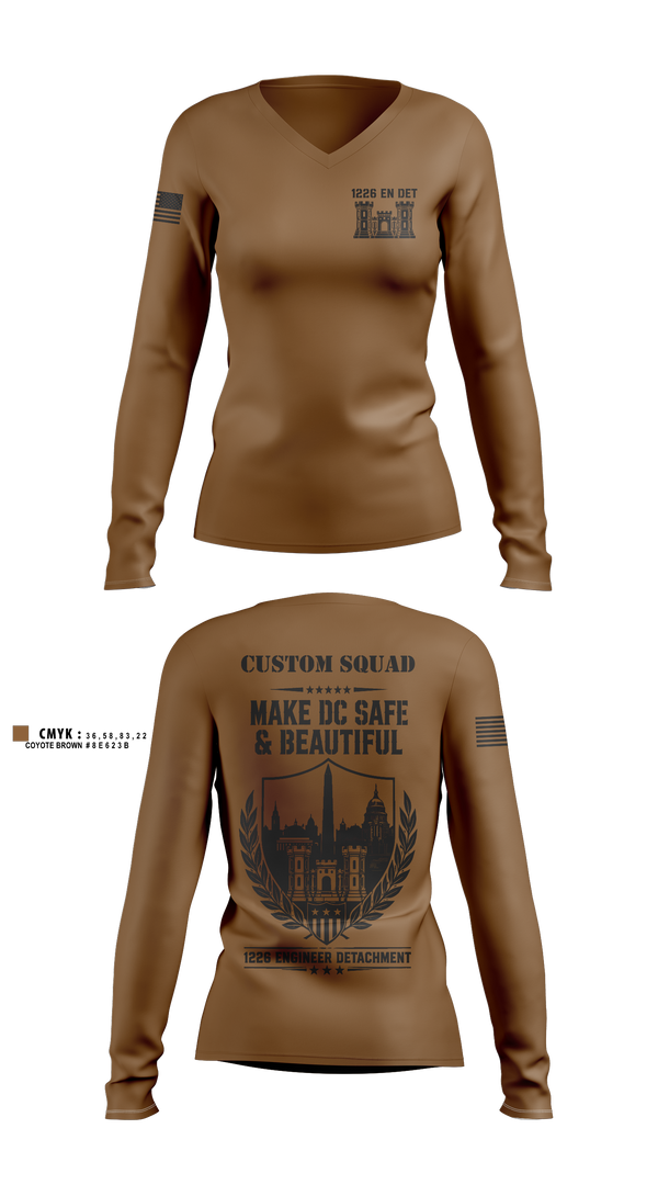 Womens Long Sleeve Vneck Shirt, 1226 EN DET, National Guard, Teamtime, Team time, sublimation, custom sports apparel, team uniforms, spirit wear, spiritwear, sports uniforms, custom shirts, team store, custom team store, fundraiser sports, apparel fundraiser