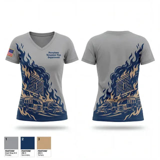 Womens Short Sleeve Vneck Shirt, Perrytown Volunteer Fire Department, Fire Department, Teamtime, Team time, sublimation, custom sports apparel, team uniforms, spirit wear, spiritwear, sports uniforms, custom shirts, team store, custom team store, fundraiser sports, apparel fundraiser