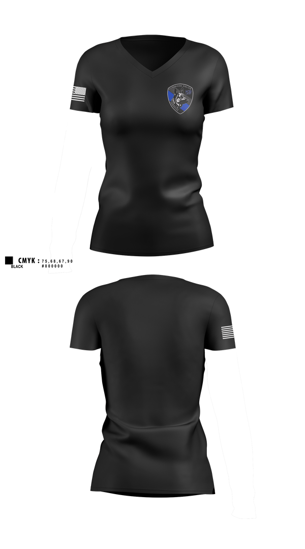 Womens Short Sleeve Vneck Shirt, Florence PD K9- Unit, Police, Teamtime, Team time, sublimation, custom sports apparel, team uniforms, spirit wear, spiritwear, sports uniforms, custom shirts, team store, custom team store, fundraiser sports, apparel fundraiser