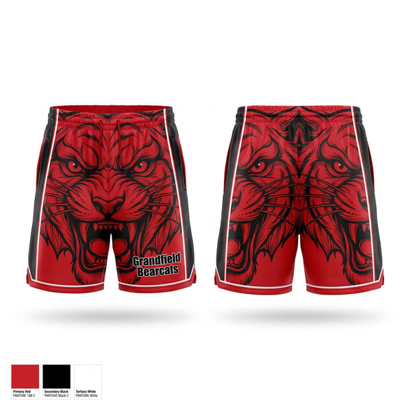 Mens Basketball Shorts, Grandfield Bearcats, Men's Basketball, Teamtime, Team time, sublimation, custom sports apparel, team uniforms, spirit wear, spiritwear, sports uniforms, custom shirts, team store, custom team store, fundraiser sports, apparel fundraiser