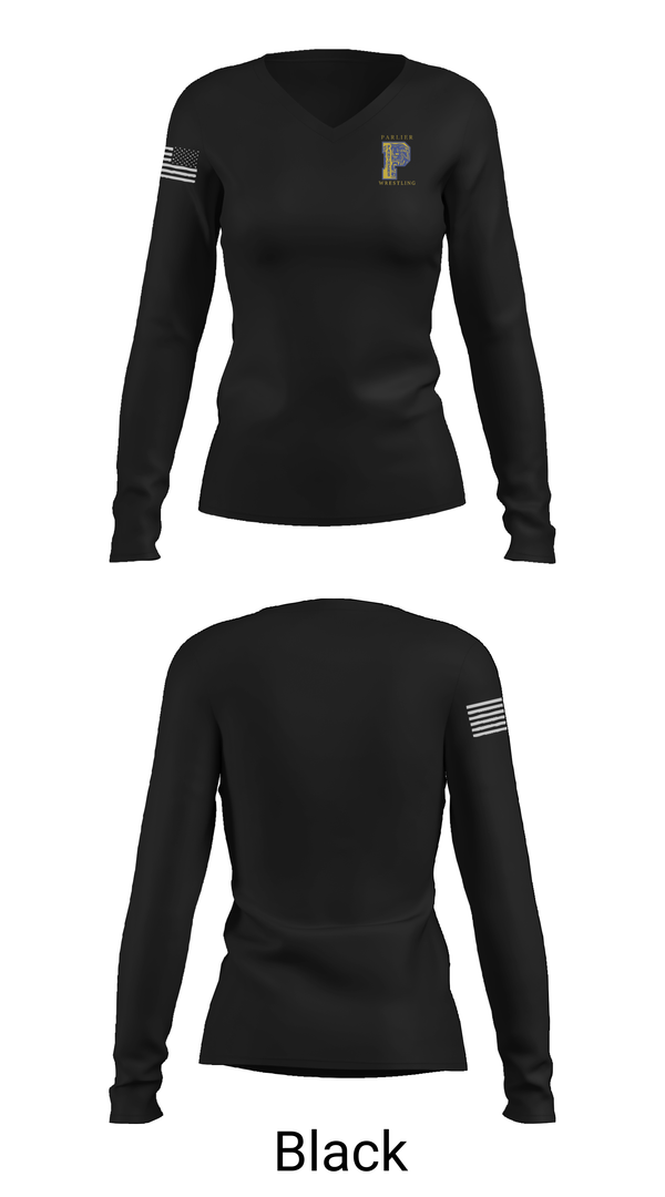 Womens Long Sleeve Vneck Shirt, Parlier Panthers Wrestling, Wrestling, Teamtime, Team time, sublimation, custom sports apparel, team uniforms, spirit wear, spiritwear, sports uniforms, custom shirts, team store, custom team store, fundraiser sports, apparel fundraiser
