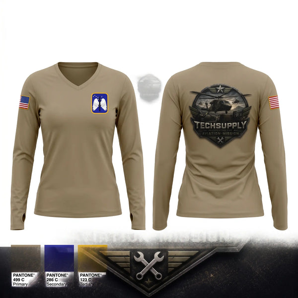 Womens Long Sleeve Vneck Shirt, 2-158, Army, Teamtime, Team time, sublimation, custom sports apparel, team uniforms, spirit wear, spiritwear, sports uniforms, custom shirts, team store, custom team store, fundraiser sports, apparel fundraiser