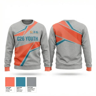 Crew Neck Sweatshirt, C26 Youth Triathlon, Spirit Store, Teamtime, Team time, sublimation, custom sports apparel, team uniforms, spirit wear, spiritwear, sports uniforms, custom shirts, team store, custom team store, fundraiser sports, apparel fundraiser