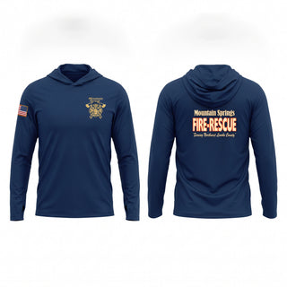 Long Sleeve hooded sunshirt, Mountain Springs Volunteer Fire Department, Fire Department, Teamtime, Team time, sublimation, custom sports apparel, team uniforms, spirit wear, spiritwear, sports uniforms, custom shirts, team store, custom team store, fundraiser sports, apparel fundraiser