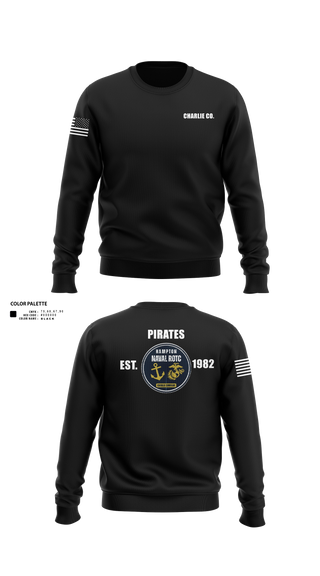 Crew Neck Sweatshirt, Charlie Company Pirates, Navy, Teamtime, Team time, sublimation, custom sports apparel, team uniforms, spirit wear, spiritwear, sports uniforms, custom shirts, team store, custom team store, fundraiser sports, apparel fundraiser