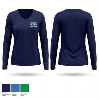 Womens Long Sleeve Vneck Shirt, Vergennes Area Rescue Squad, EMS/EMT, Teamtime, Team time, sublimation, custom sports apparel, team uniforms, spirit wear, spiritwear, sports uniforms, custom shirts, team store, custom team store, fundraiser sports, apparel fundraiser