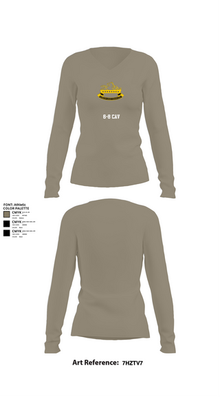 Womens Long Sleeve Vneck Shirt, 6-8 CAV, , Teamtime, Team time, sublimation, custom sports apparel, team uniforms, spirit wear, spiritwear, sports uniforms, custom shirts, team store, custom team store, fundraiser sports, apparel fundraiser