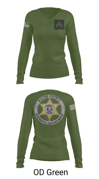 Womens Long Sleeve Vneck Shirt, Wayne County Sheriff’s Department, Police, Teamtime, Team time, sublimation, custom sports apparel, team uniforms, spirit wear, spiritwear, sports uniforms, custom shirts, team store, custom team store, fundraiser sports, apparel fundraiser
