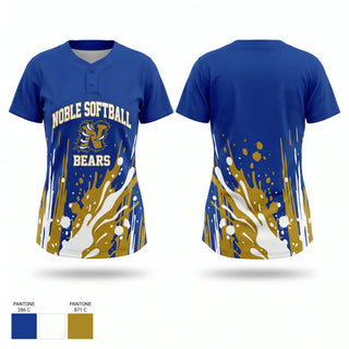 Two Button Softball Jersey, Noble Softball, Softball, Teamtime, Team time, sublimation, custom sports apparel, team uniforms, spirit wear, spiritwear, sports uniforms, custom shirts, team store, custom team store, fundraiser sports, apparel fundraiser