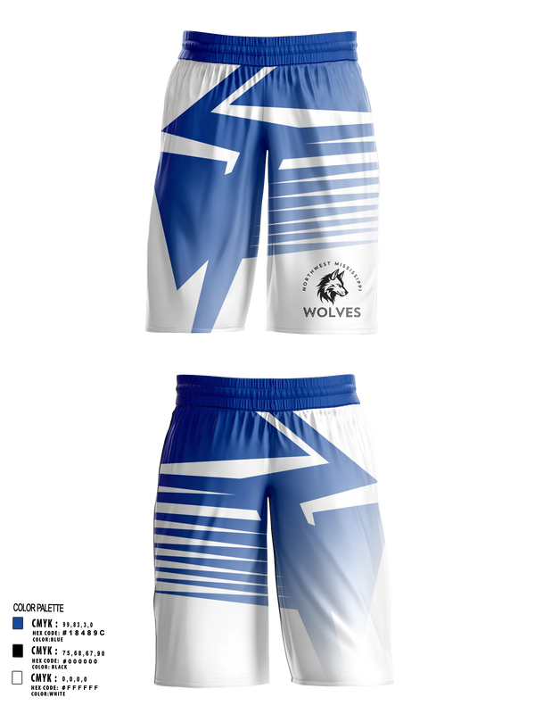 Mens Basketball Shorts, Northwest Mississippi Wolves, Men's Basketball, Teamtime, Team time, sublimation, custom sports apparel, team uniforms, spirit wear, spiritwear, sports uniforms, custom shirts, team store, custom team store, fundraiser sports, apparel fundraiser