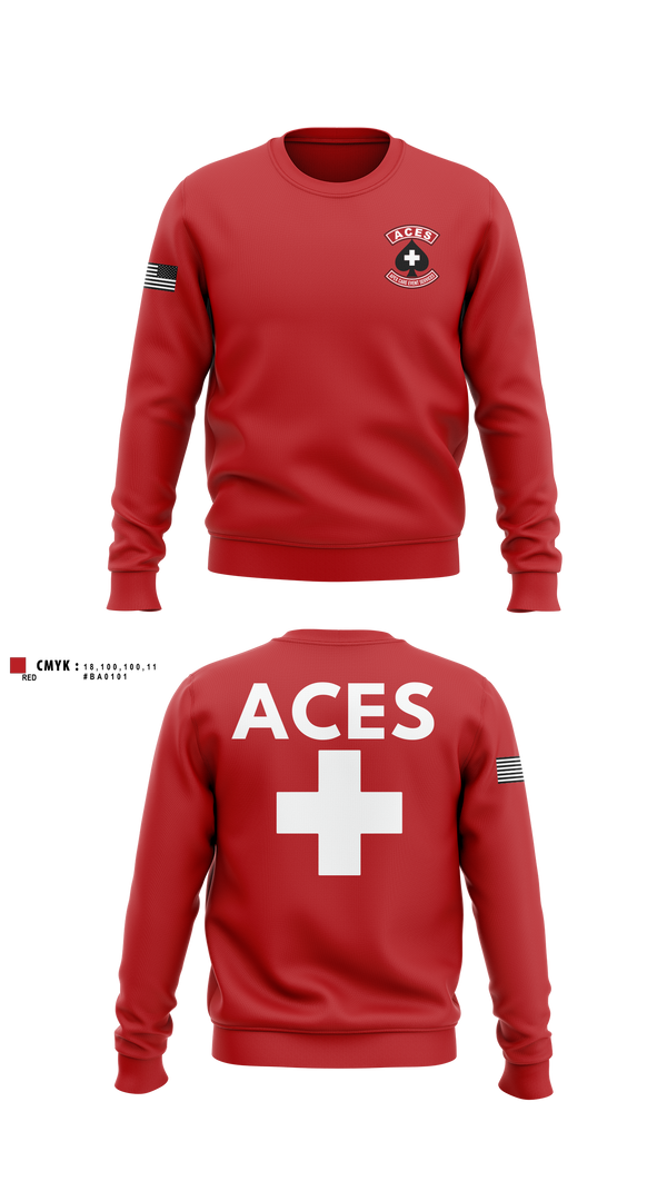 Crew Neck Sweatshirt, ACES, EMS/EMT, Teamtime, Team time, sublimation, custom sports apparel, team uniforms, spirit wear, spiritwear, sports uniforms, custom shirts, team store, custom team store, fundraiser sports, apparel fundraiser