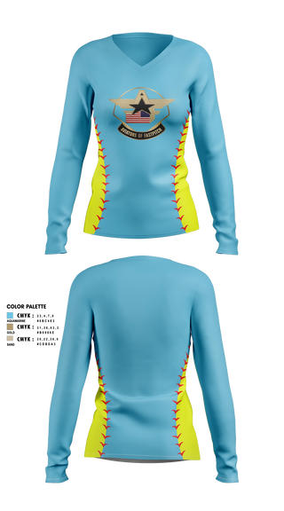 Womens Long Sleeve Vneck Shirt, Aviators of Fastpitch, Softball, Teamtime, Team time, sublimation, custom sports apparel, team uniforms, spirit wear, spiritwear, sports uniforms, custom shirts, team store, custom team store, fundraiser sports, apparel fundraiser