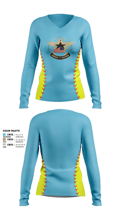 Aviators of Fastpitch Women's Long Sleeve V-neck Shirt - 4