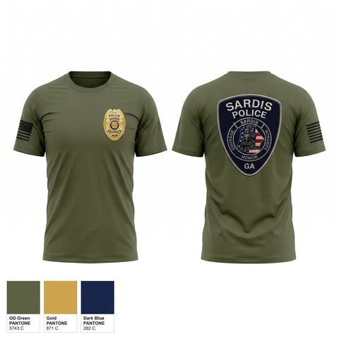 Old School Cotton Feel Shirt, Sardis Police Department, Police, Teamtime, Team time, sublimation, custom sports apparel, team uniforms, spirit wear, spiritwear, sports uniforms, custom shirts, team store, custom team store, fundraiser sports, apparel fundraiser