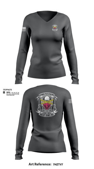 Womens Long Sleeve Vneck Shirt, Violent Crime Unit, Police, Teamtime, Team time, sublimation, custom sports apparel, team uniforms, spirit wear, spiritwear, sports uniforms, custom shirts, team store, custom team store, fundraiser sports, apparel fundraiser