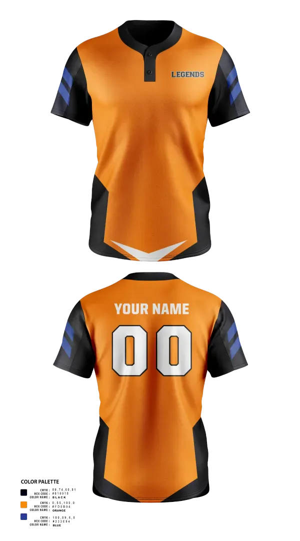Two Button Softball Jersey, Legends, Softball, Teamtime, Team time, sublimation, custom sports apparel, team uniforms, spirit wear, spiritwear, sports uniforms, custom shirts, team store, custom team store, fundraiser sports, apparel fundraiser