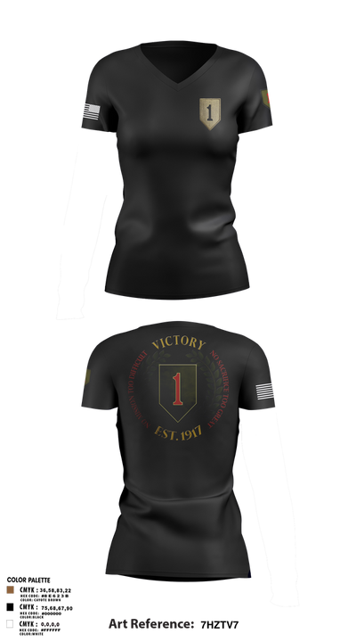 1st infantry division 88621490 Women's Short Sleeve V-neck Shirt - 3