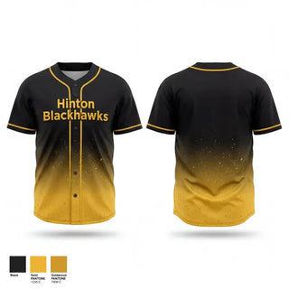 Full Button Baseball Jersey, Hinton Blackhawks, Baseball, Teamtime, Team time, sublimation, custom sports apparel, team uniforms, spirit wear, spiritwear, sports uniforms, custom shirts, team store, custom team store, fundraiser sports, apparel fundraiser