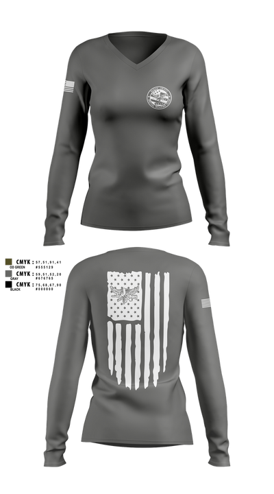 PCSO Black Knights 43803915 Women's Long Sleeve V-neck Shirt - 2 (1)