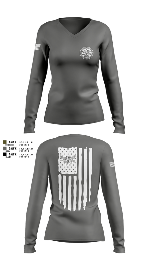 Womens Long Sleeve Vneck Shirt, PCSO Black Knights, , Teamtime, Team time, sublimation, custom sports apparel, team uniforms, spirit wear, spiritwear, sports uniforms, custom shirts, team store, custom team store, fundraiser sports, apparel fundraiser